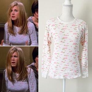 Rare Vintage 90s Dainty Floral Long Sleeve Thermal ASO Rachel Green in Friends